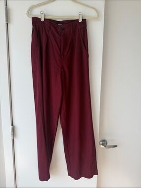 Madewell Burgundy Wide-Leg Pull-On Trousers